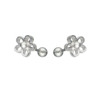 Aros de Plata 925 Flor con Tope Tuerca | Silverglam