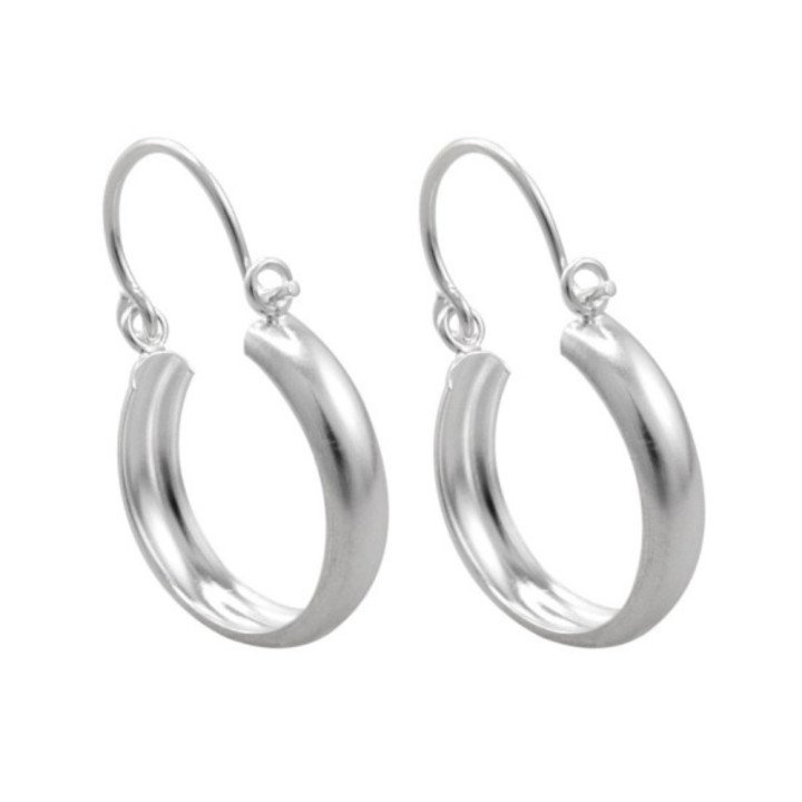 Aros de Plata 925 Argolla Lisa Bote 20 mm | Diseño Curvo Elegante | Silverglam