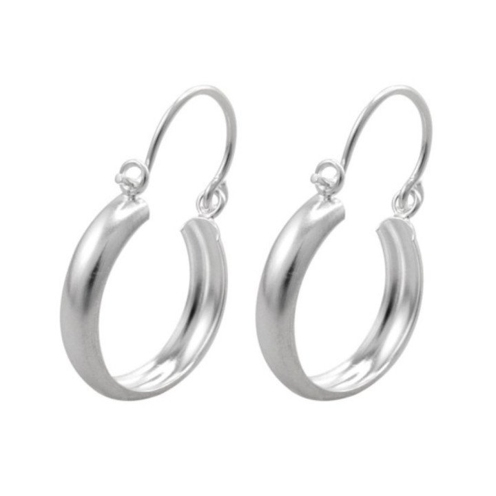 Aros de Plata 925 Argolla Lisa Bote 20 mm | Diseño Curvo Elegante | Silverglam
