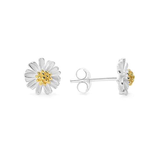 Aros de plata 925 en forma de pequeñas margaritas