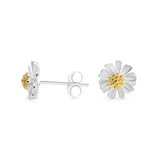 Aros de plata 925 en forma de pequeñas margaritas derecha