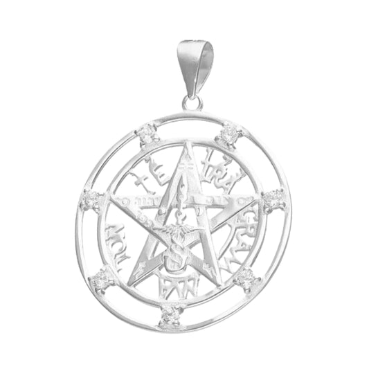 Colgante de plata Tetragrammaton con circones de 24 mm