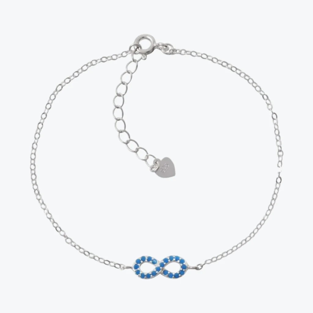 Pulsera De Plata 925 Infinito Celeste