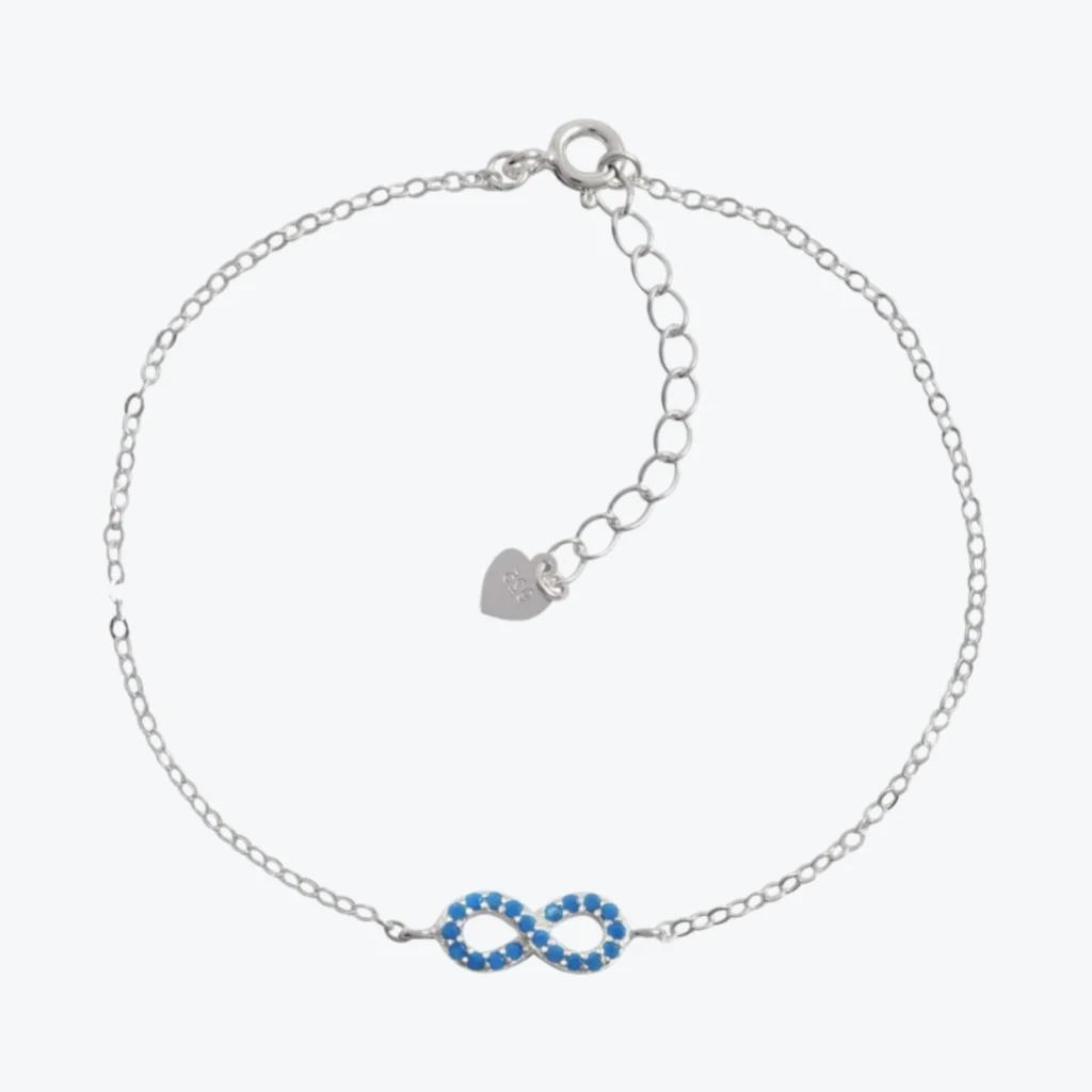 Pulsera De Plata 925 Infinito Celeste