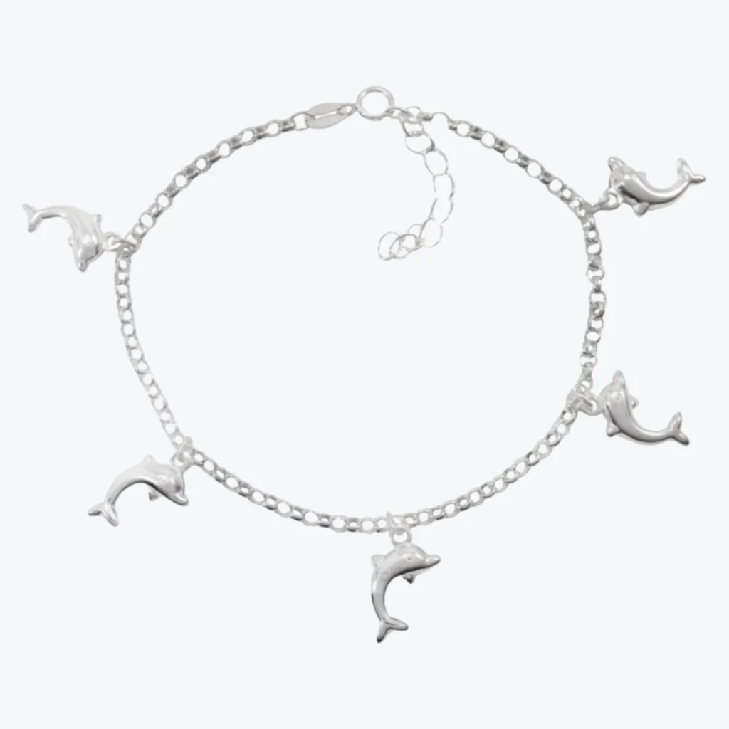 Pulsera de Plata 925 Delfines Colgantes