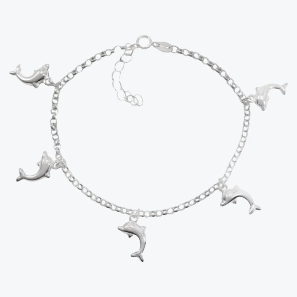 Pulsera de Plata 925 Delfines Colgantes