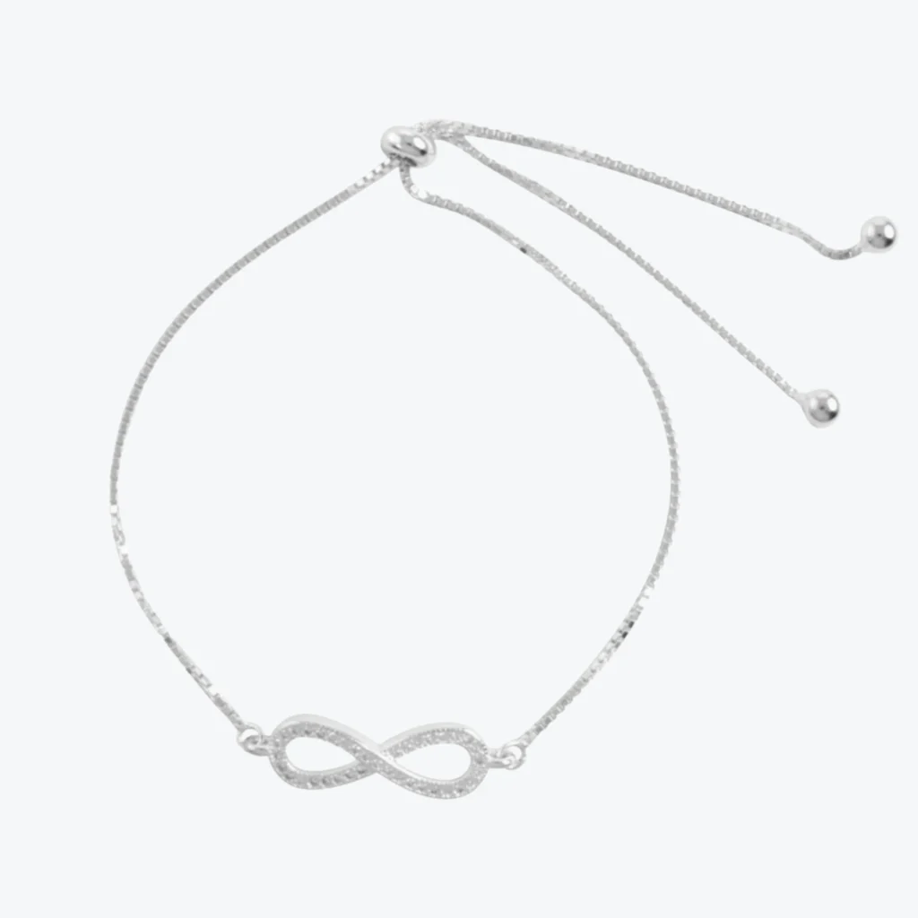 Pulsera de Plata 925 Ajustable Infinito con Micro Circón