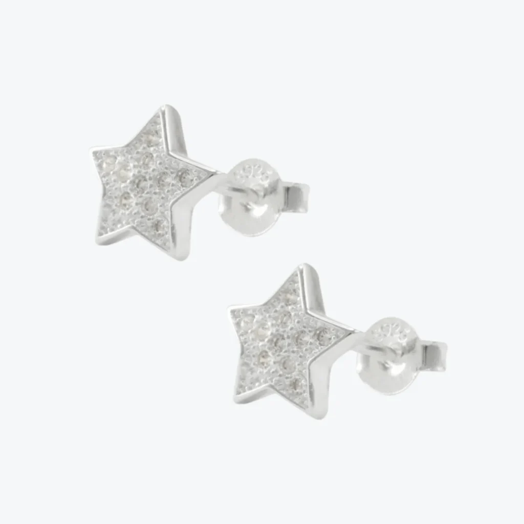 Aros De Plata 925 Estrella Con Circones