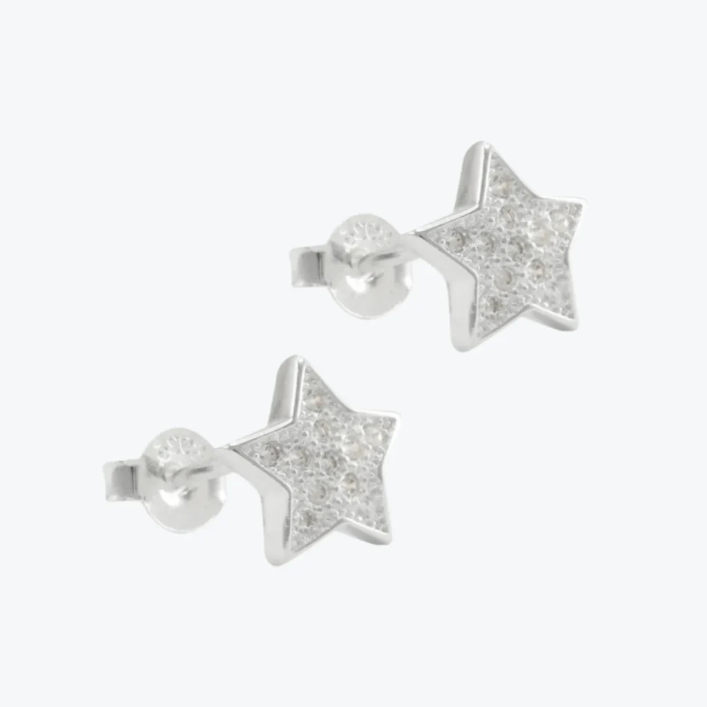 Aros De Plata 925 Estrella Con Circones
