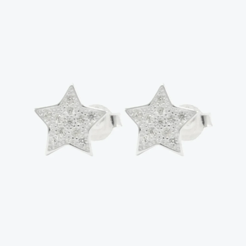 Aros De Plata 925 Estrella Con Circones