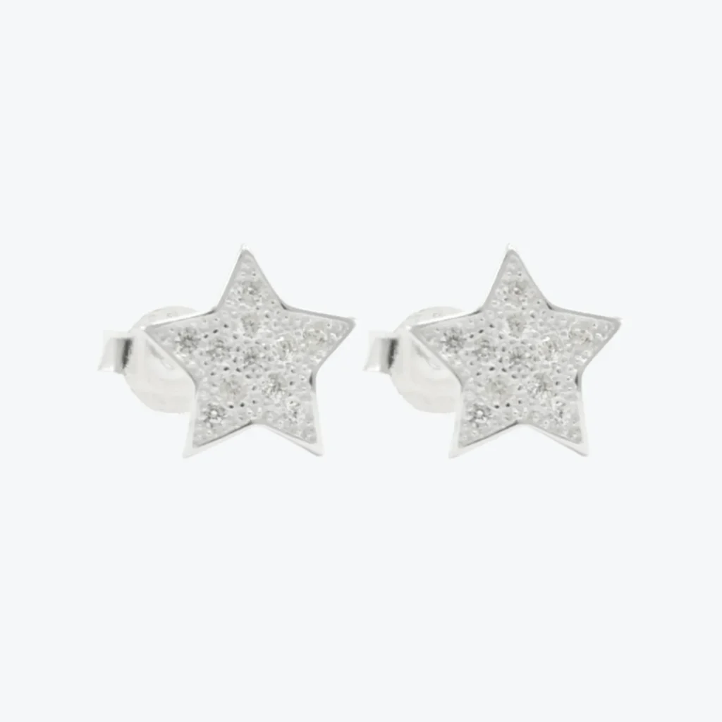 Aros De Plata 925 Estrella Con Circones