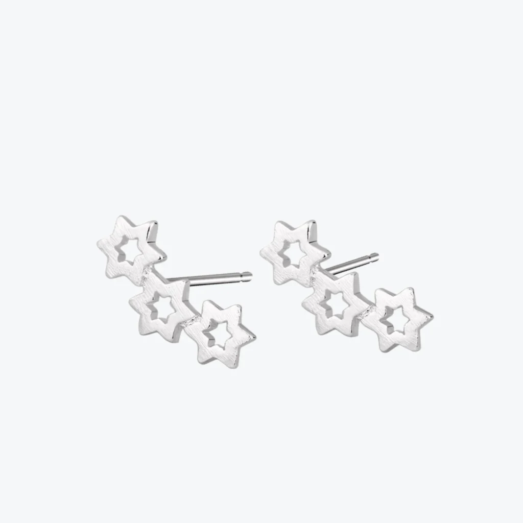 Aros de Plata 925 Diseño 3 Estrellas