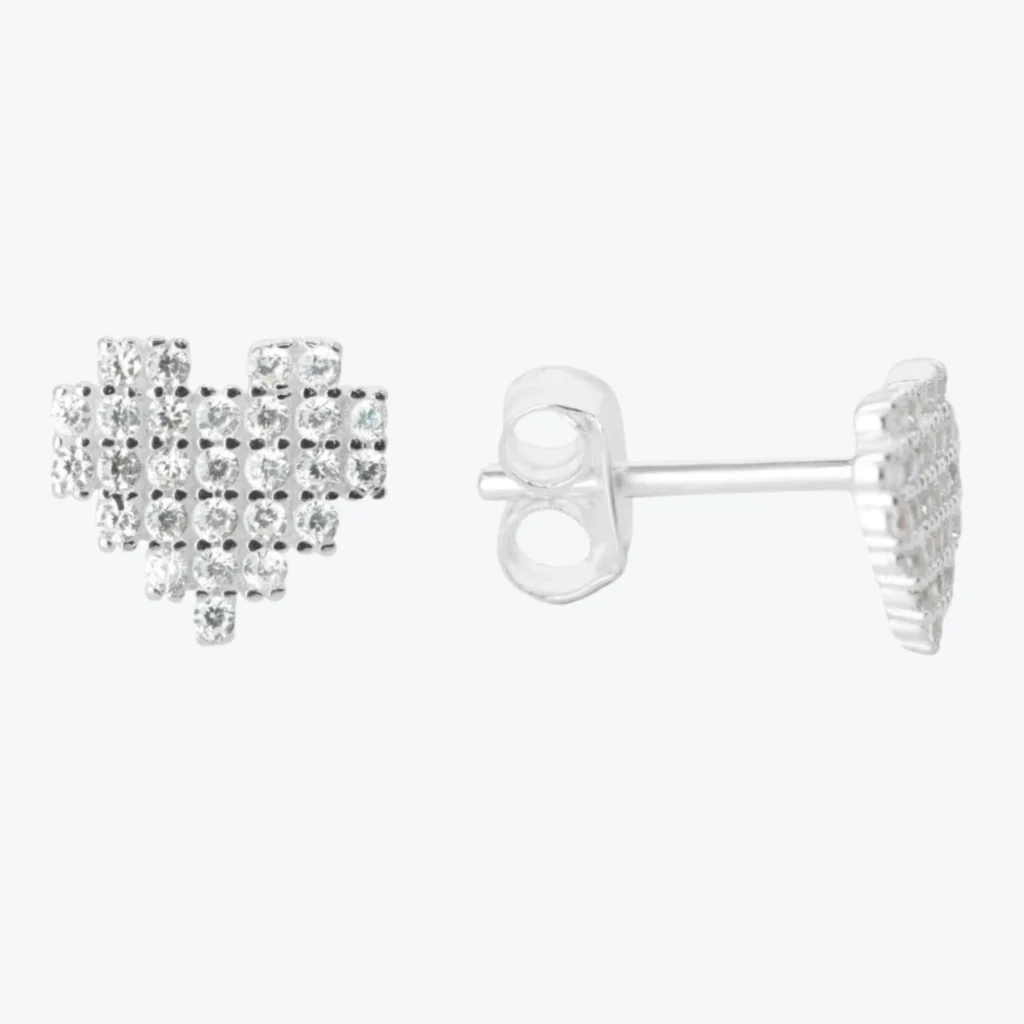 Aros de Plata 925 Circones Forma de Corazón