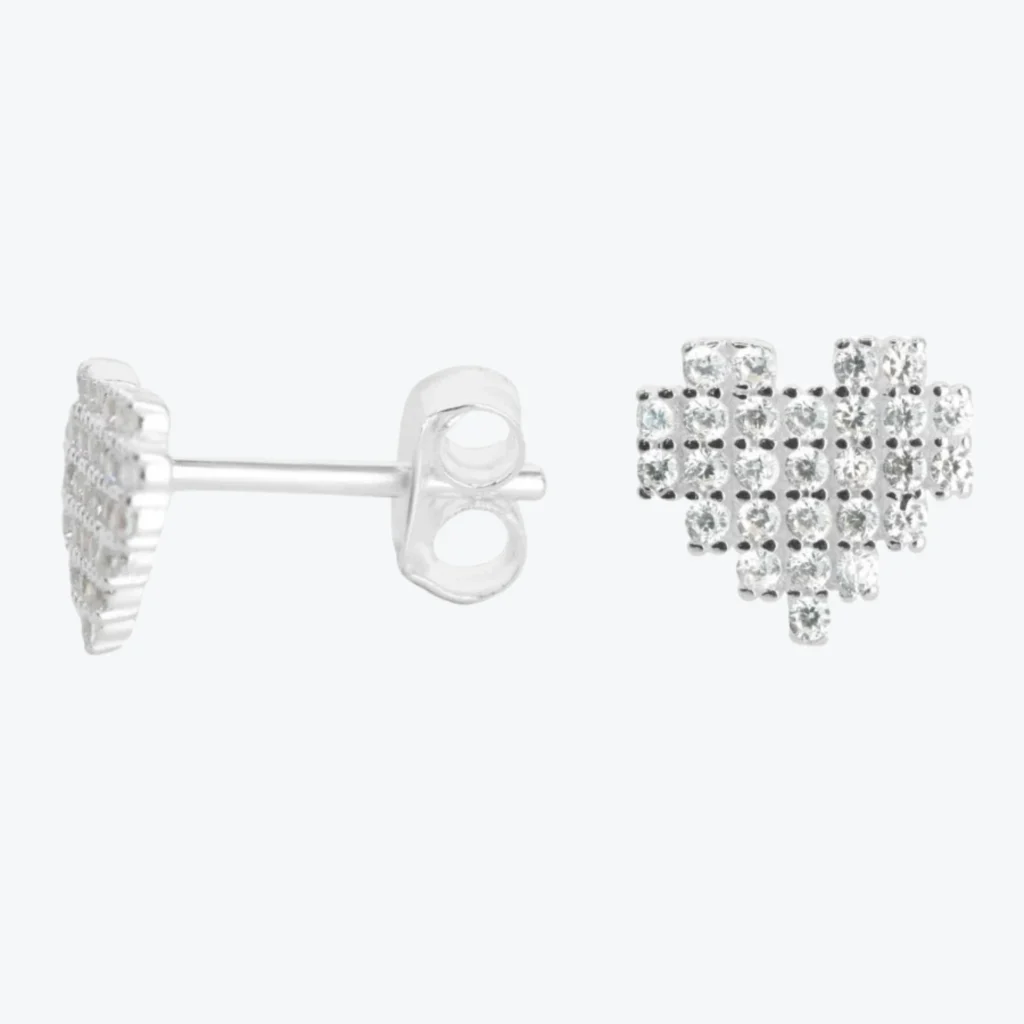 Aros de Plata 925 Circones Forma de Corazón