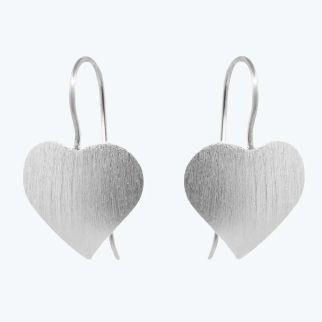 Aros de Plata 925 Corazones Satinados
