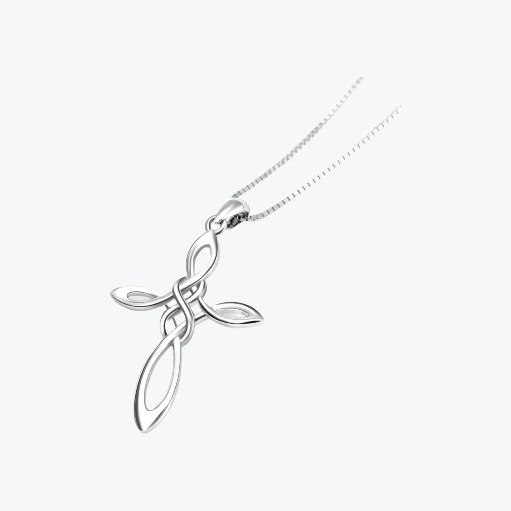 Collar De Plata 925 Colgante Cruz Nudo Celta