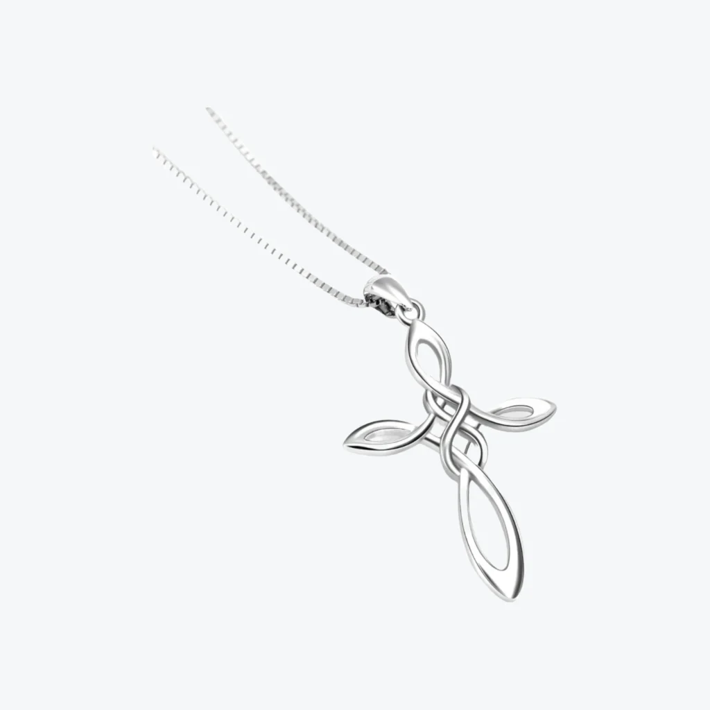 Collar De Plata 925 Colgante Cruz Nudo Celta