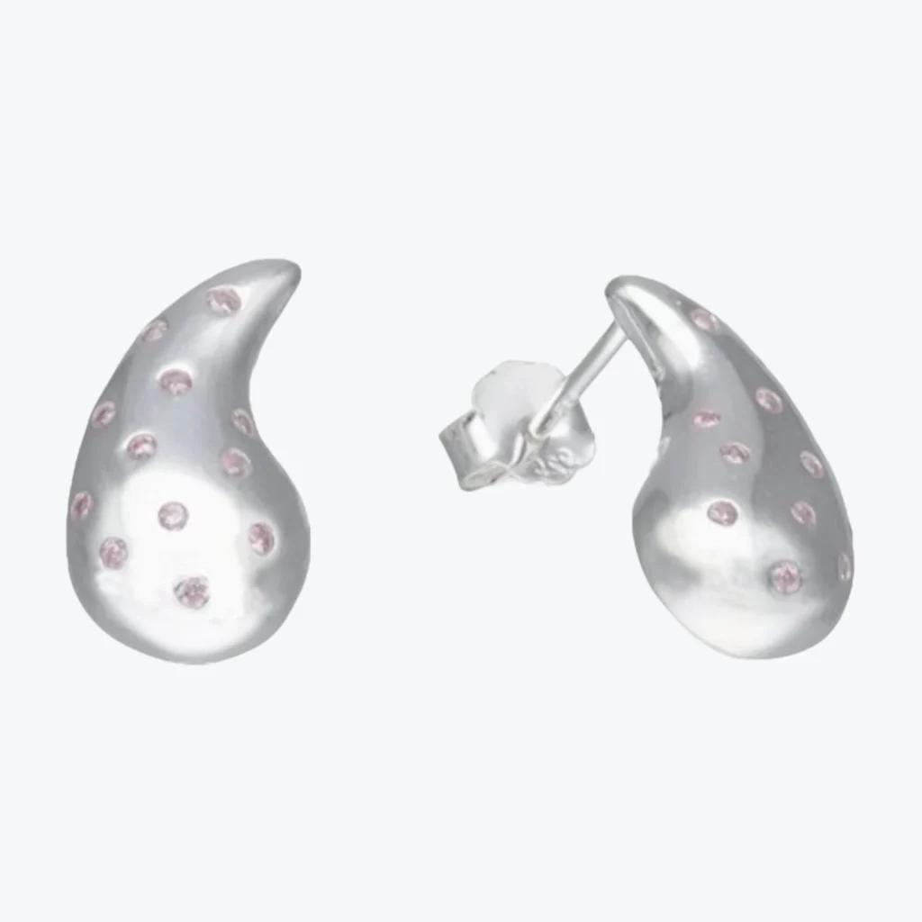Aros de Plata 925 Gota Circones Rosa Francia