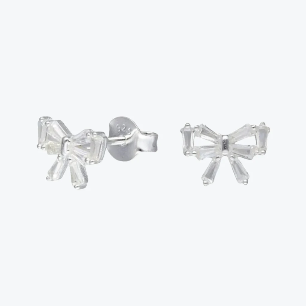 Aros de Plata 925 Lazo Circones Baguette