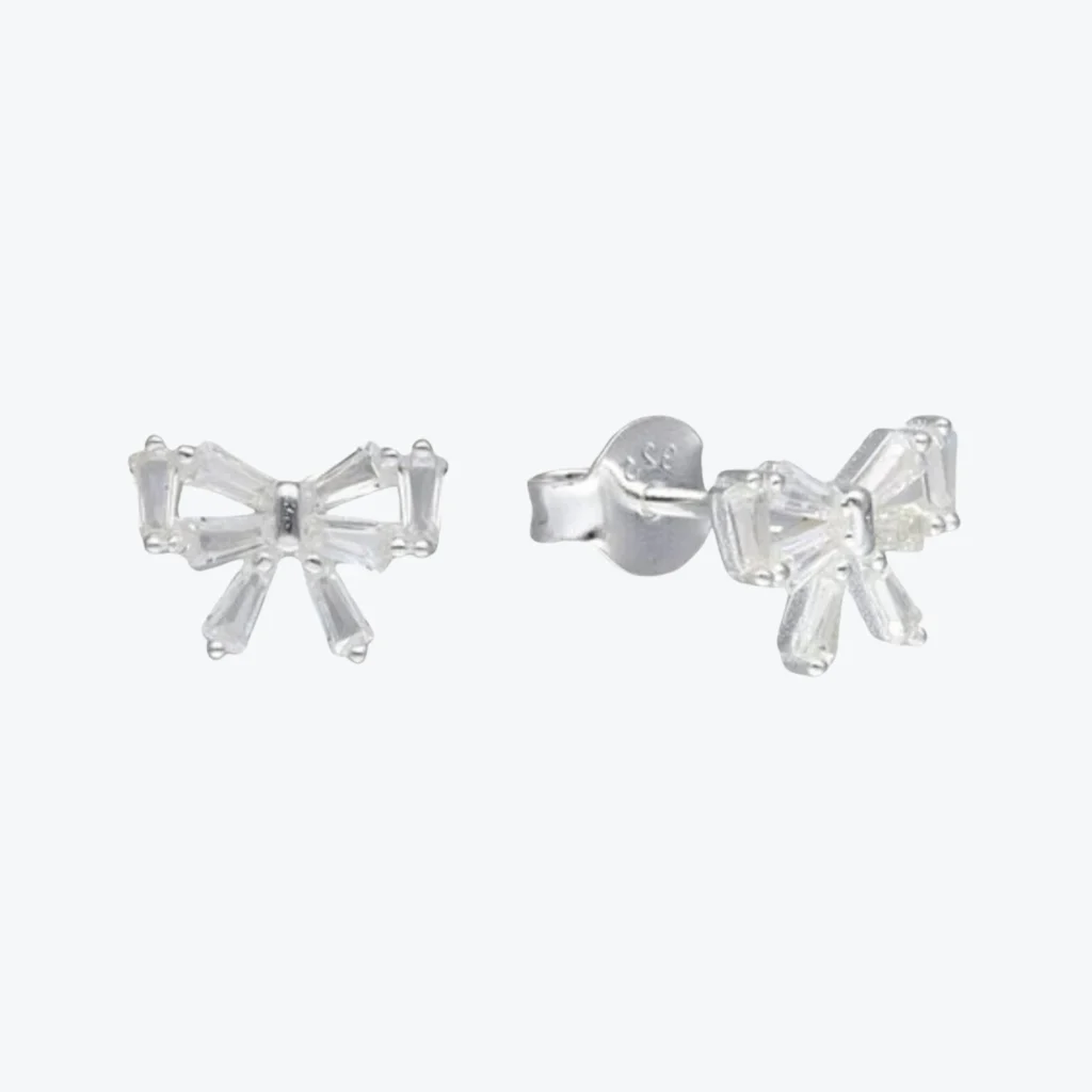 Aros de Plata 925 Lazo Circones Baguette