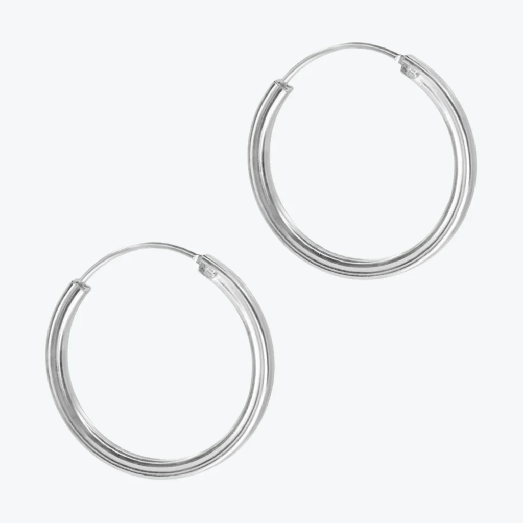 Aros De Plata 925 Argollas Lisas Con Borde Cuadrado