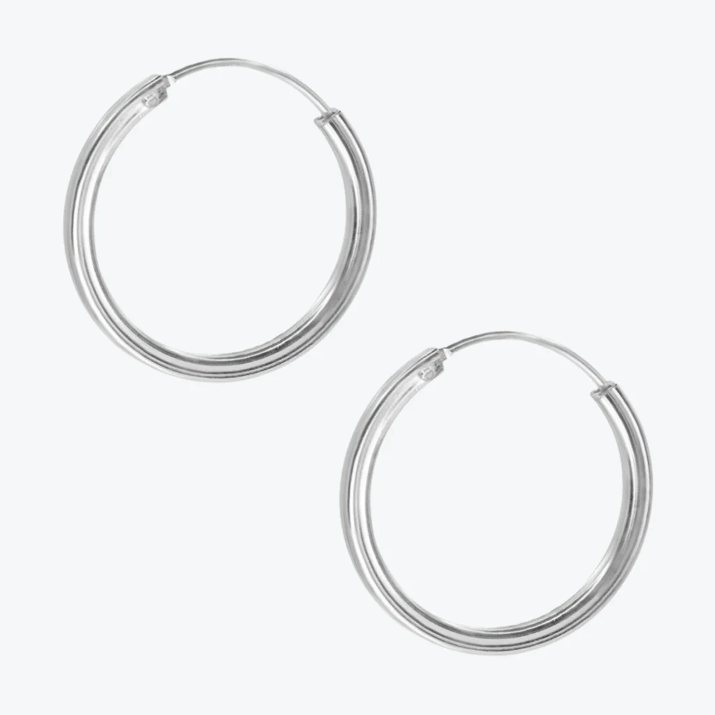 Aros De Plata 925 Argollas Lisas Con Borde Cuadrado