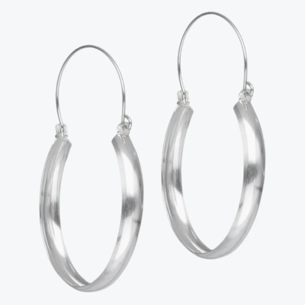 Aros de Plata 925 Argolla Estilo Bote