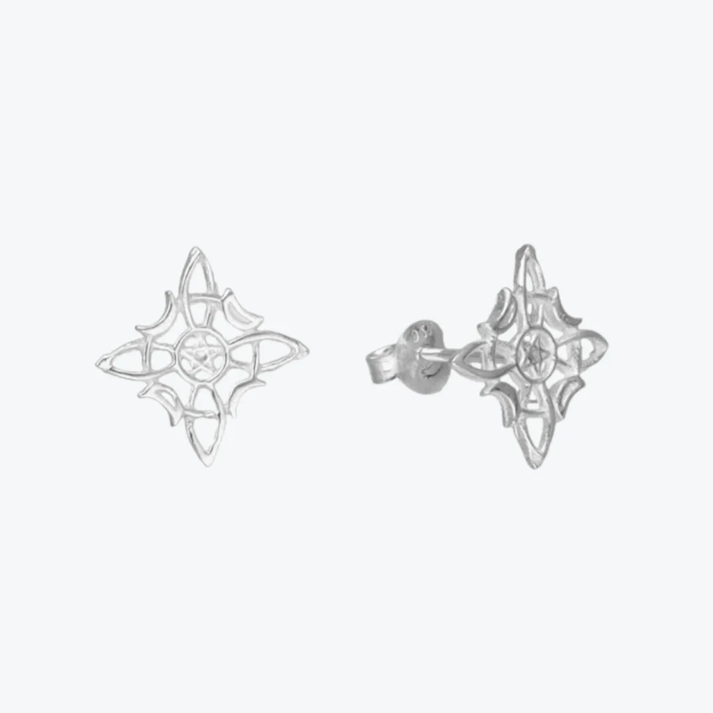 Aros de Plata 925 Nudo de Brujas y Lunas