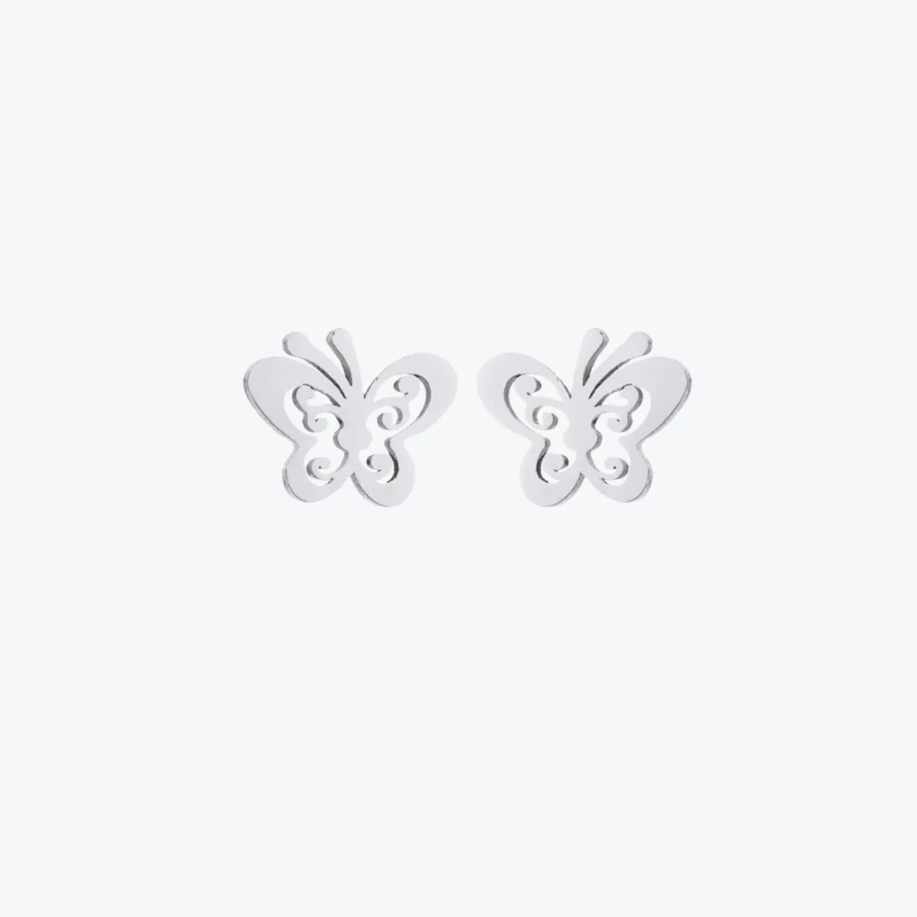 Aros de Plata 925 Satinados Mariposa