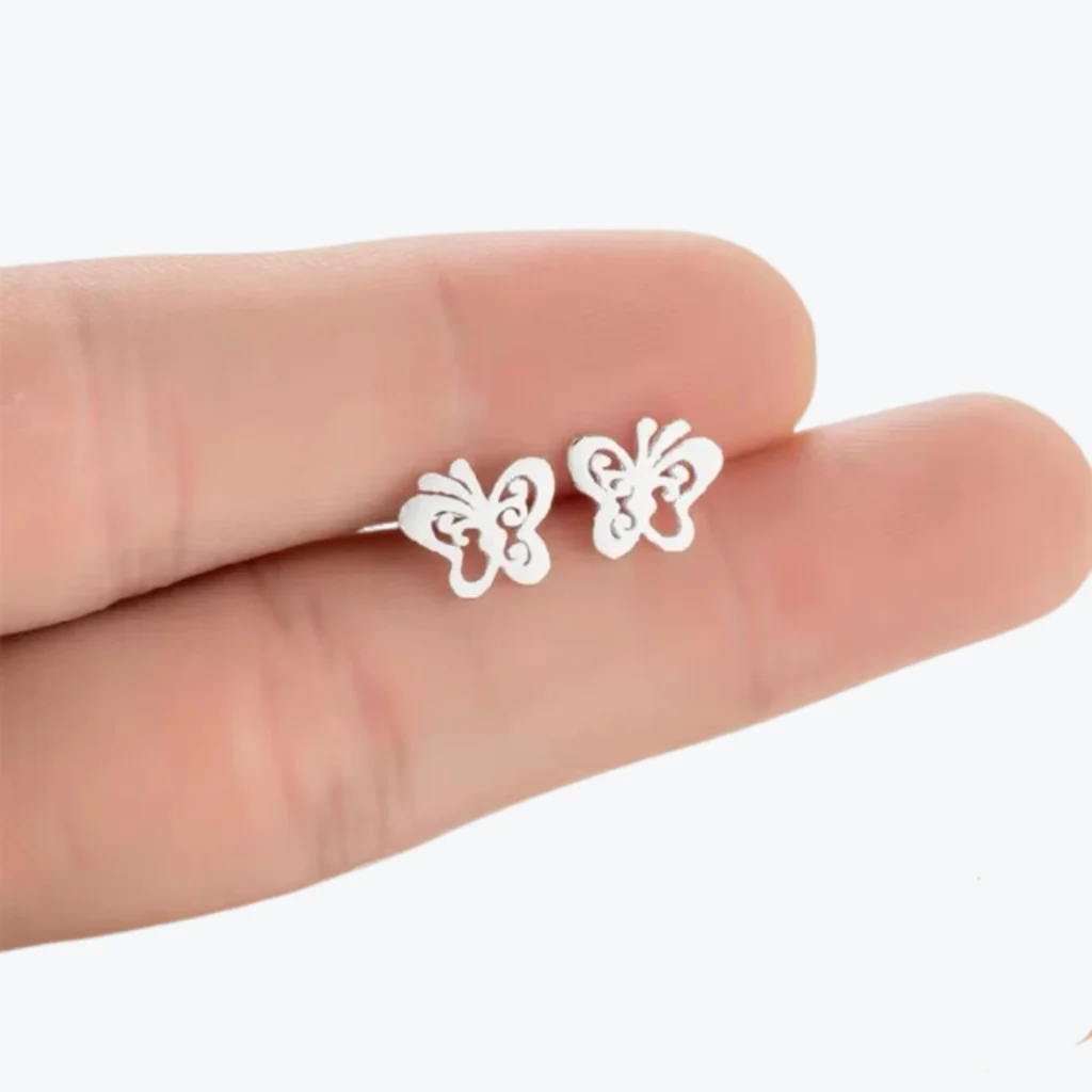 Aros de Plata 925 Satinados Mariposa