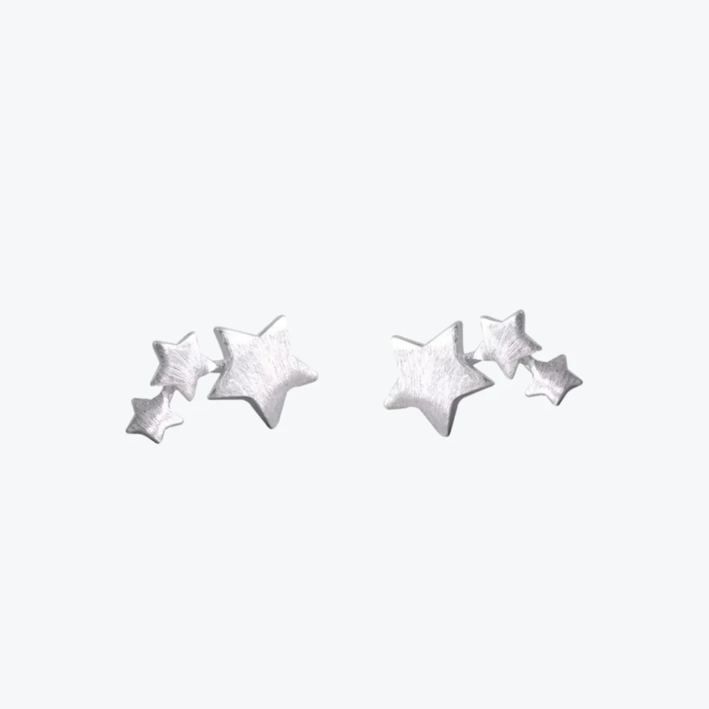 Aros de Plata 925 Estrellas Satinadas