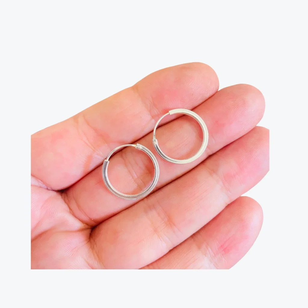 Aros De Plata 925 Argollas Lisas Con Borde Cuadrado