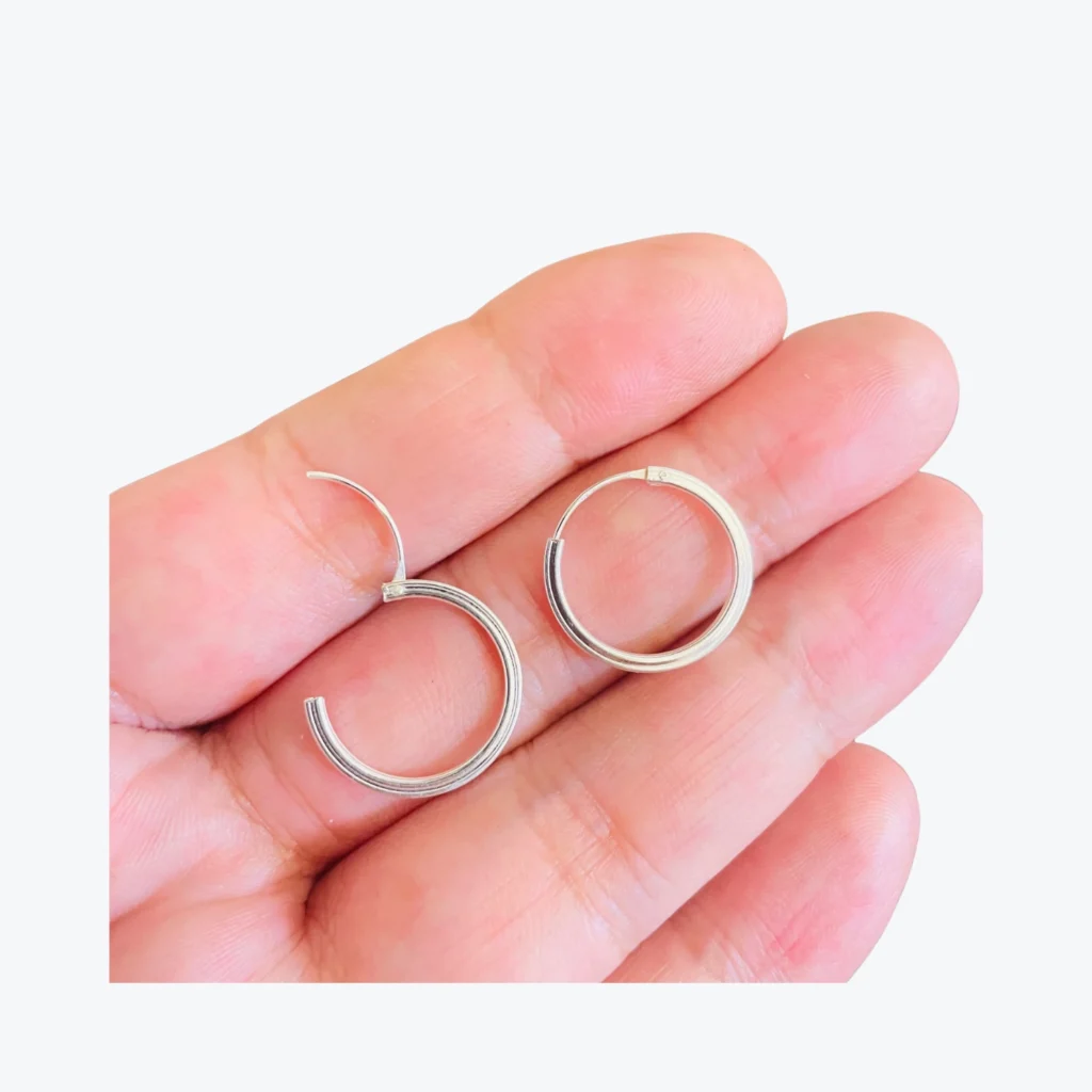Aros De Plata 925 Argollas Lisas Con Borde Cuadrado