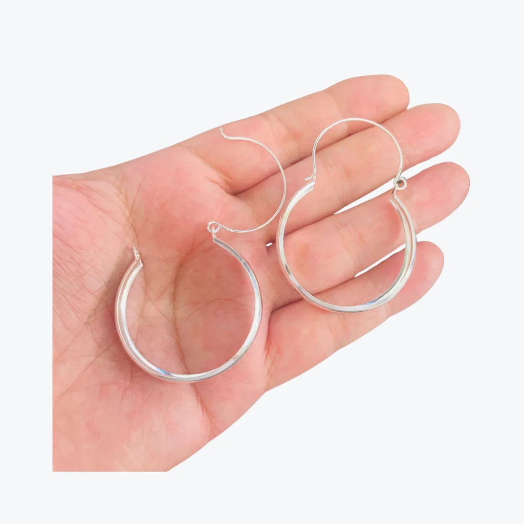Aros De Plata 925 Argolla Estilo Bote