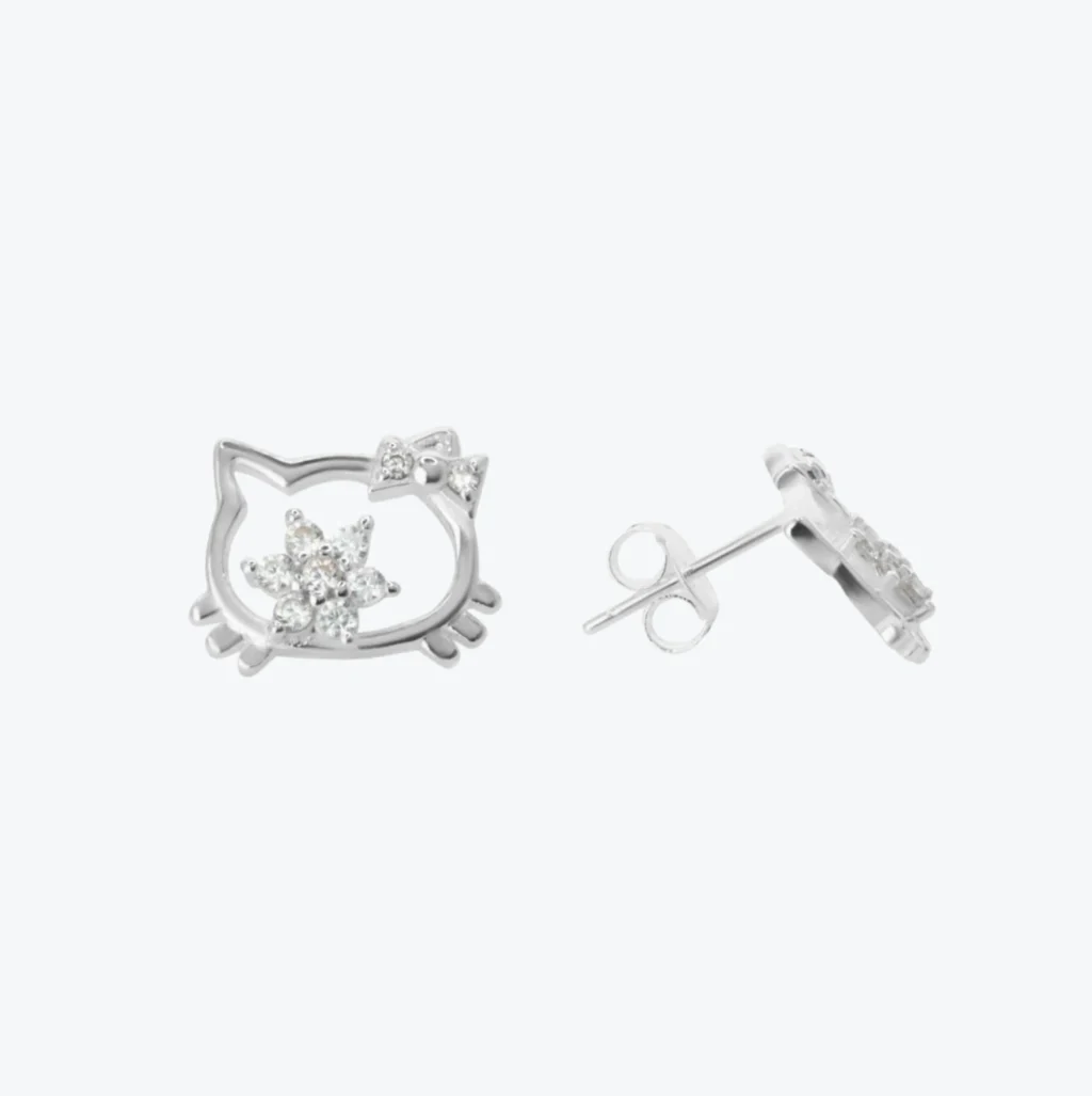 Aros de Plata 925 Figura Hello Kitty con Circones