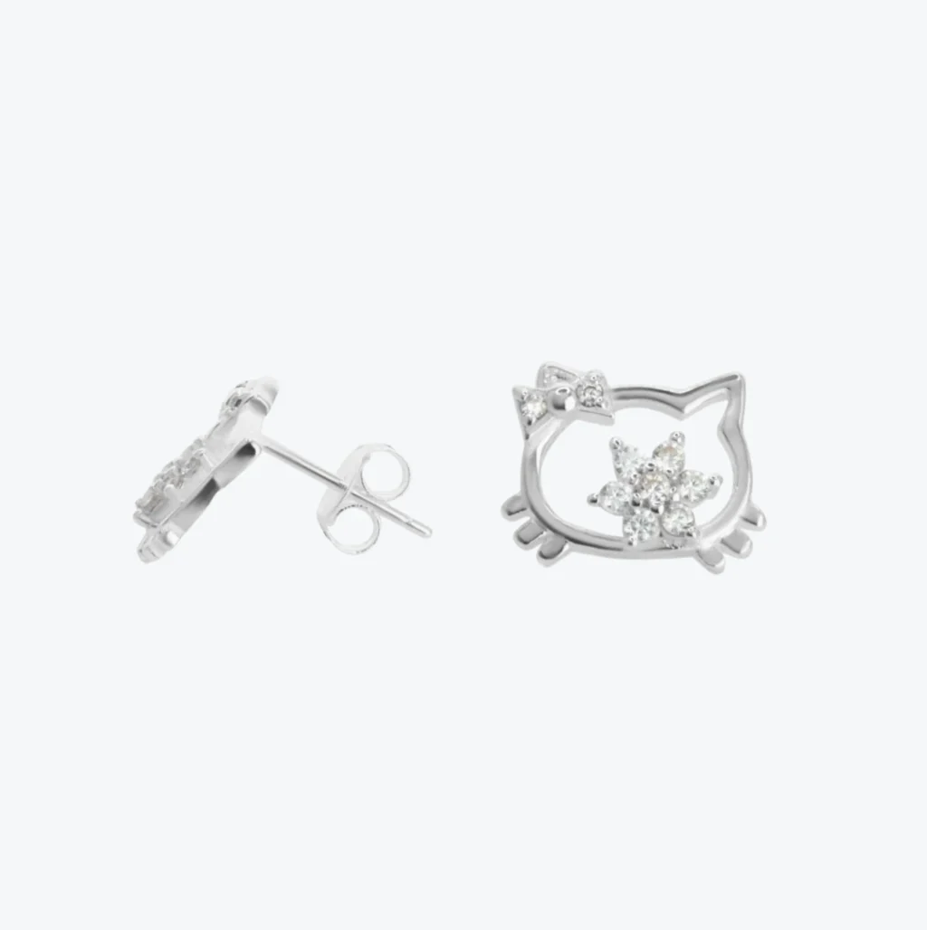 Aros de Plata 925 Figura Hello Kitty con Circones