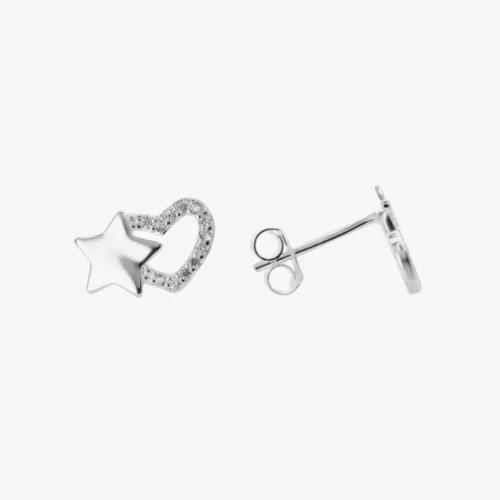 Aros de Plata Corazón de Circones y Estrella