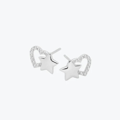 Aros de Plata Corazón de Circones y Estrella
