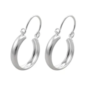 Aros De Plata 925 Argolla Lisa Bote 20 mm Izquierda