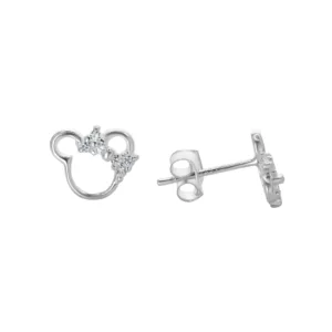 Aros De Plata 925 Minnie Con Lazo Brillante y Micro Circones