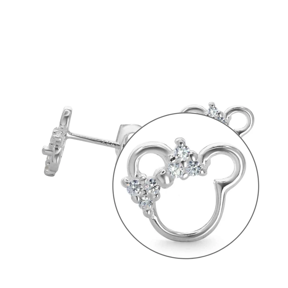 Aros De Plata 925 Con Lazo Brillante y Micro Circones Lupa Aros De Plata 925 Con Lazo Brillante y Micro Circones Lupa