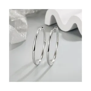 Aros Plata Argolla Borde Ovalado 40 mm Modelo Izquierda