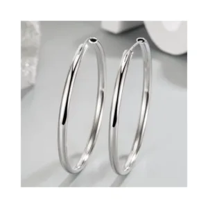 Aros Plata Argolla Borde Ovalado 50 mm Derecha