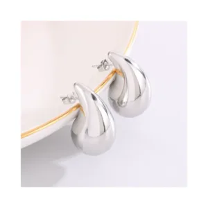 Aros Plata Estilo Gota Chunky 26 mm Plato