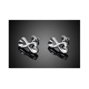 Aros Plateados Corazones Infinito Fondo Negro