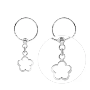 Aros de Plata 925 Argolla con Relieve de flor Zoom