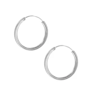 Aros de Plata 925 Argollas Lisas con Borde Cuadrado