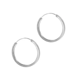 Aros de Plata 925 Argollas Lisas con Borde Cuadrado Derecha