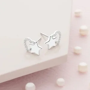Aros de Plata 925 Corazón de Circones y Estrella Modelo