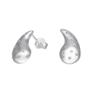 Aros de Plata 925 Estilo Gota con Circones Rosa Francia